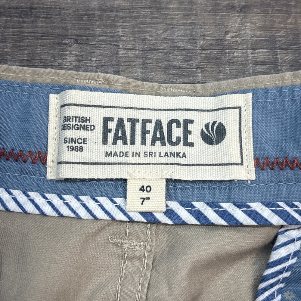 Fat Face Men's Size 40 Mawes Chino Shorts Flat Front Stone Cotton Stretch NEW - Picture 3 of 14